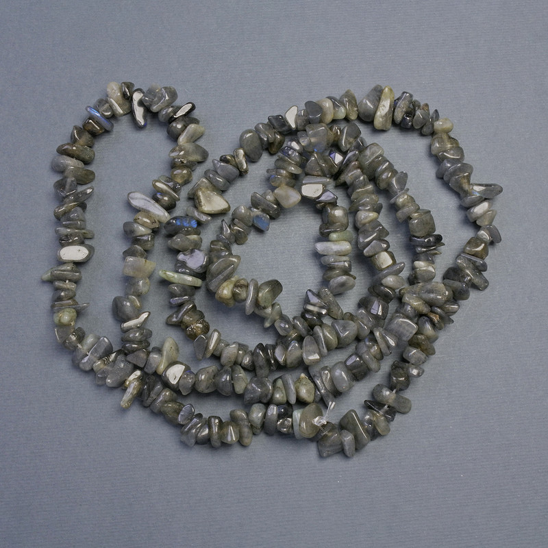 Labradorite Chip Beads on Thread, 14x5-7x5 mm, length 80 cm+