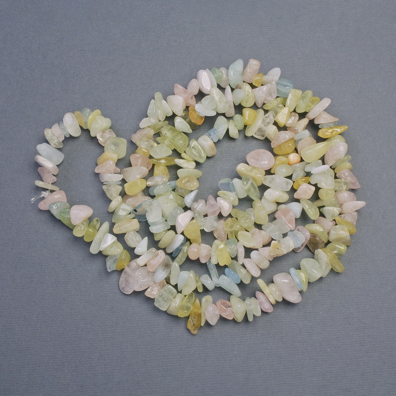 Morganite Gemstone Beads Bead Chip on Thread, 11x5-6x4mm+, 78cm+ Length