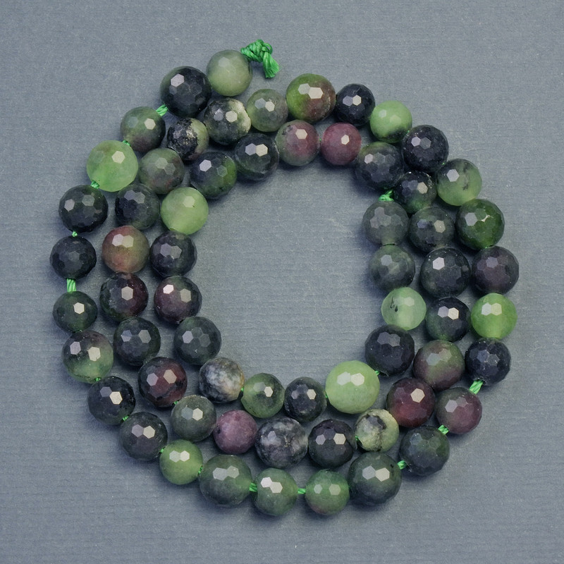Zoisite Natural Stone Beads Faceted Round Bead, 6mm diameter, 34cm length