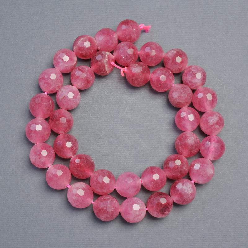 Natural Tourmaline Beads, faceted ball, 10mm diameter, length 38cm
