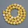 Natural Jadeite Beads - Yellow Jadeite Faceted Round Beads, 8mm diameter, length 37cm