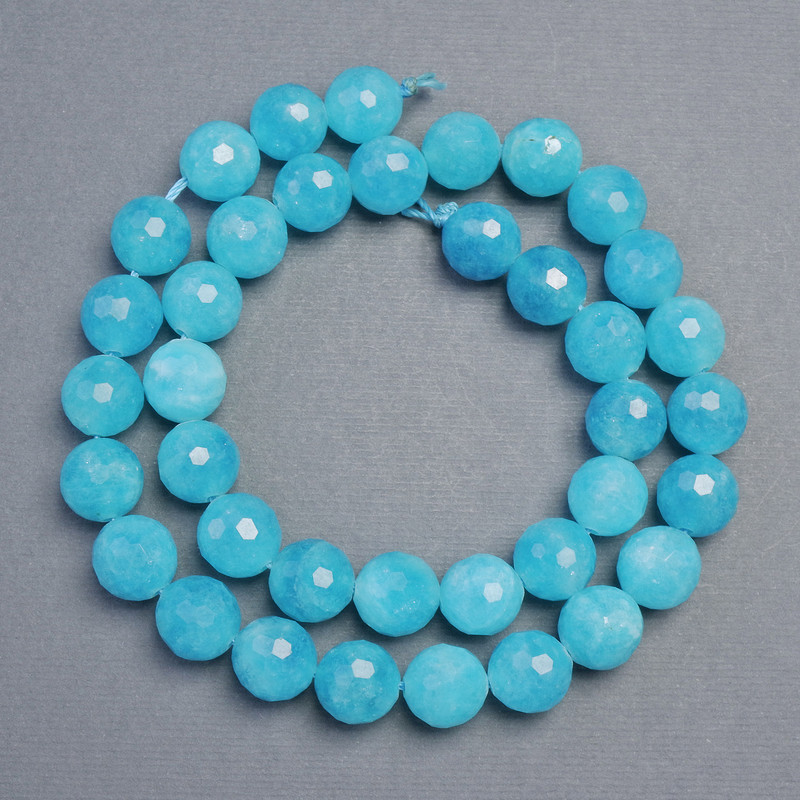 Aquamarine Beads, faceted round 10mm, about 36 cm length