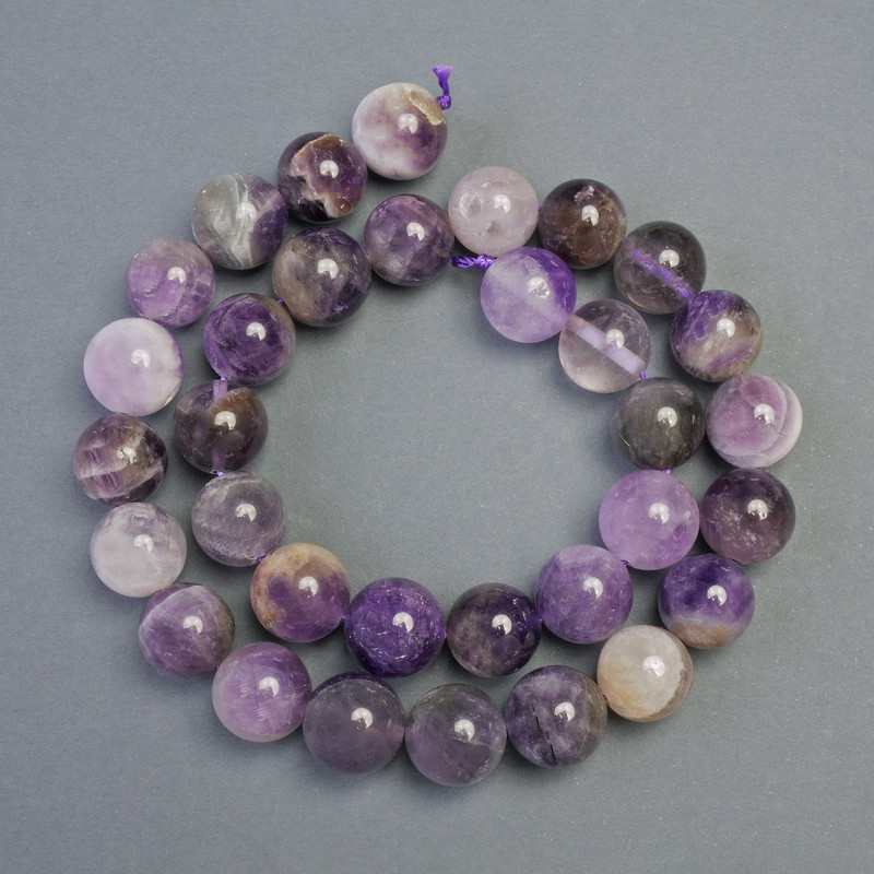 Amethyst Beads natural stone smooth ball, diameter 11.5-12.5mm, thread length 40cm±