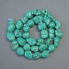 Turquoise-Color Faceted Hematite Beads, Tuned Natural Stone, Turquoise Look, Nuggets, Drill Hole 9x10 mm, Length 39 cm on Thread