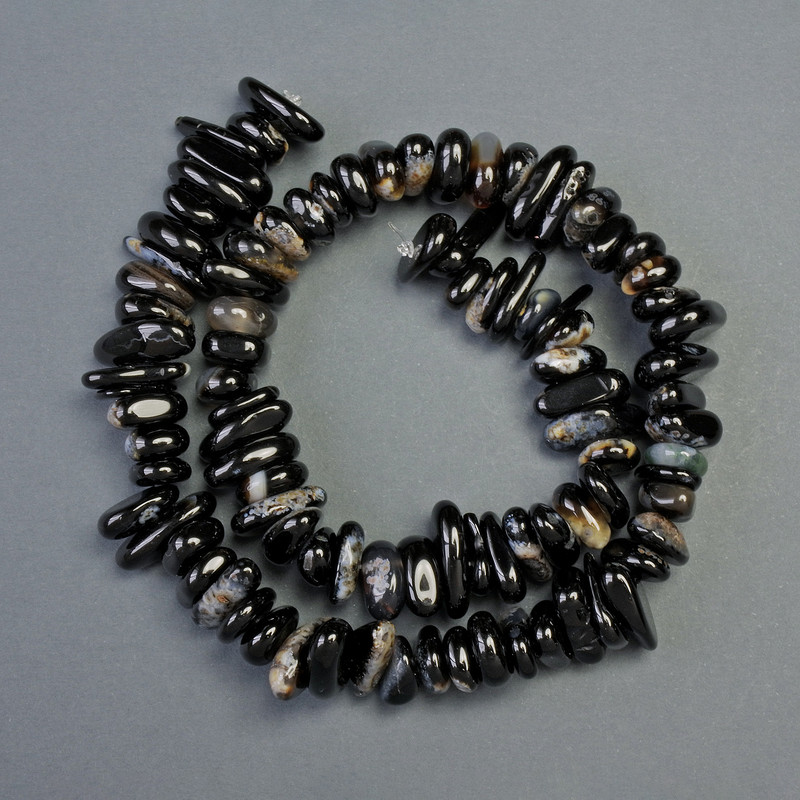 Agate Natural Stone Beads Chip, 8x16mm ±, length 40cm ± on Fishing Line