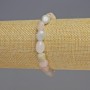 Morganite Bracelet, natural stone faceted beads, 8x10x5 mm, stretchy band, 18 cm long