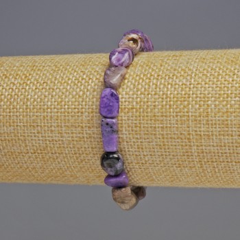 Charoite Bead Bracelet, natural stone faceted beads, diameter 8x8x5mm, length 18cm, stretch