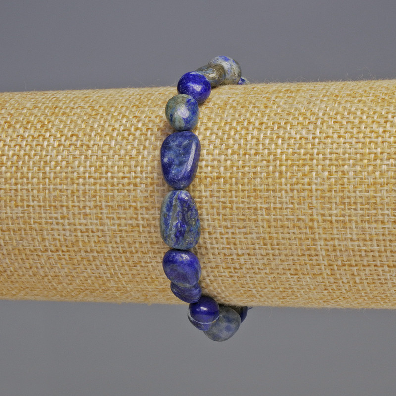 Lapis Lazuli Natural Stone Faceted Bracelet, 8x10x5mm+- beads, 18cm+- length Stretch