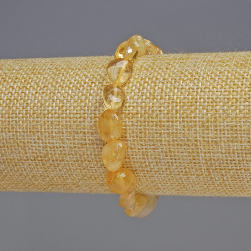 Bracelet Citrine natural stone faceted, 8x8x5mm+-, length 18cm+- stretch
