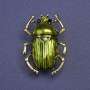 Brooch Scarab Beetle green enamel metal color gold 24x33mm+
