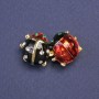 Brooch Ladybug with red and black enamel, gold-tone metal 15x28mm