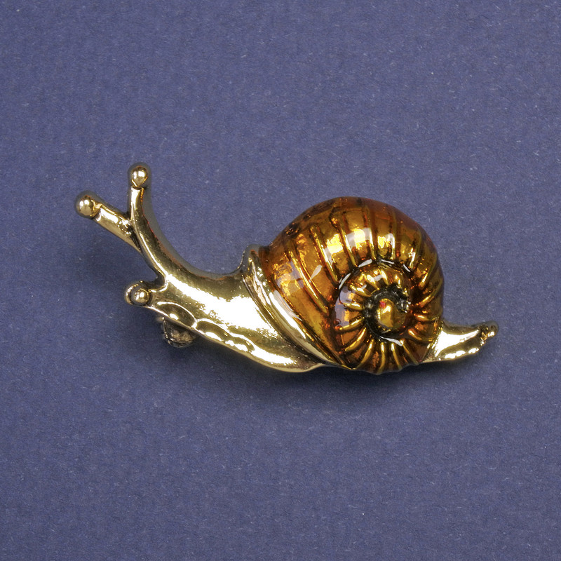 Brooch - Snail Yellow Enamel Metal Color Gold 18x38mm+