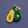 Brooch-pendant Avocado green yellow enamel metal color gold 30x23mm+