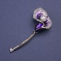 Brooch-Pendant KalI Flower with Purple Enamel, Metal Color Silver 52x23mm