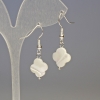 Earrings with Mother-of-P Pearl Four-leaf Clover, diameter 13x13mm±, length 3.3 cm