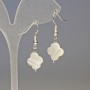 Earrings with Mother-of-P Pearl Four-leaf Clover, diameter 13x13mm±, length 3.3 cm