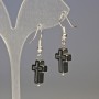 Earrings Hematite Crosses Black, diameter 10x14mm±, length 3.4 cm