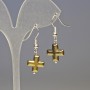Hematite Crosses Bronze Earrings, diameter 13x13 mm±, length 3.2 cm