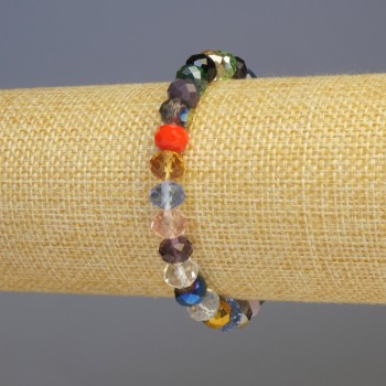 Bracelet Czech glass colorful, diameter 8x6mm±, length 18cm± stretch