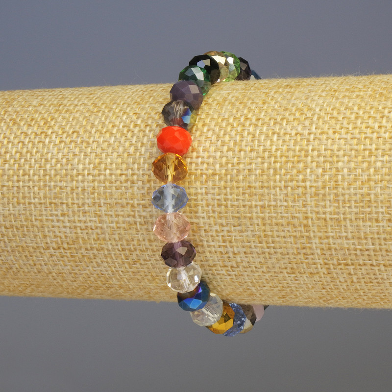 Bracelet Czech glass colorful, diameter 8x6mm±, length 18cm± stretch