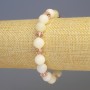 Morganite Bracelet with Czech Glass Beads, Faceted Round and Rondelle, 10mm and 8mm diameters, 18cm length, elastic
