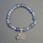 Bracelet Aquamarine and Blue Aventurine with Knot Pendant, 6mm± and 8mm± beads, length 18cm± Stretch