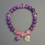 Sugilite and Tourmaline Bracelet with Heart Charm, 8-9mm+-, 18cm+ stirch