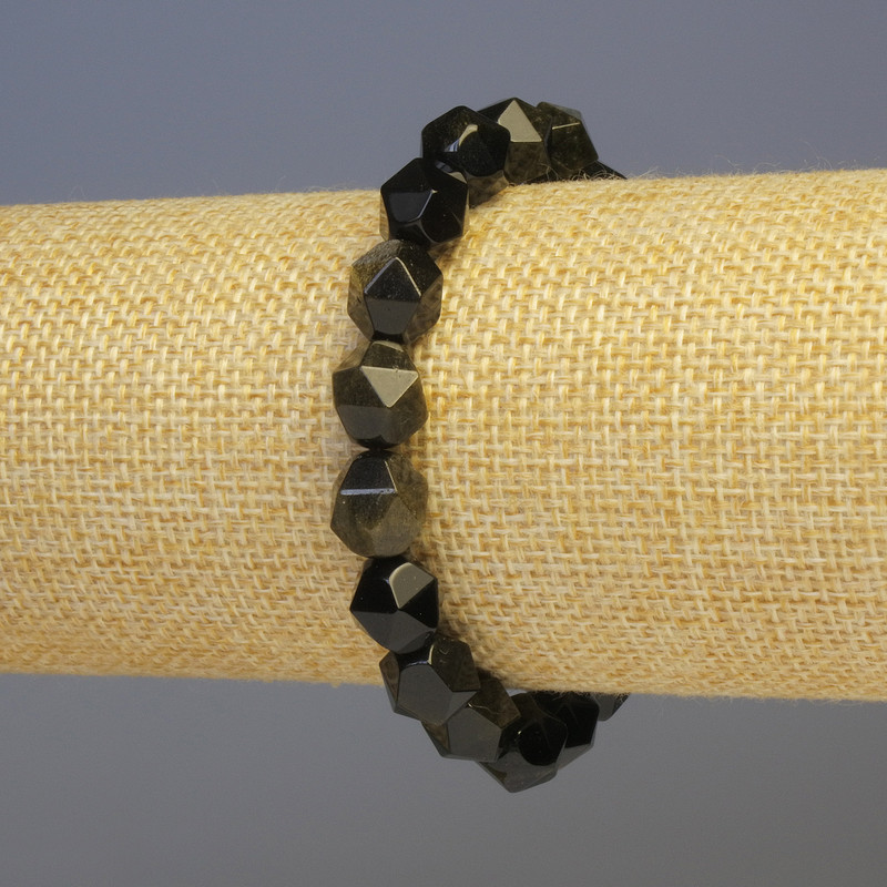 Bracelet of Sun Stone (Sunstone) natural gemstone multi-faceted, diameter 8x8mm±, length 18cm±, stretch