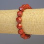 Red Jasper Bracelet with Natural Stone Multifaceted Beads, 11x11mm, diameter 11x11mm, stretchy 18cm adjustable