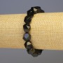 Bracelet Sunstone Obsidian Natural Stone Faceted, diameter 11x11mm±, length 18cm±, stretch