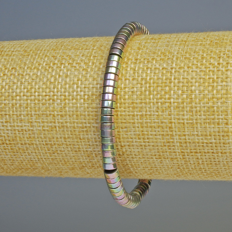 Hematite Rondelle Bracelet Multicolor, 5x2mm diameter, 18cm length, stretch