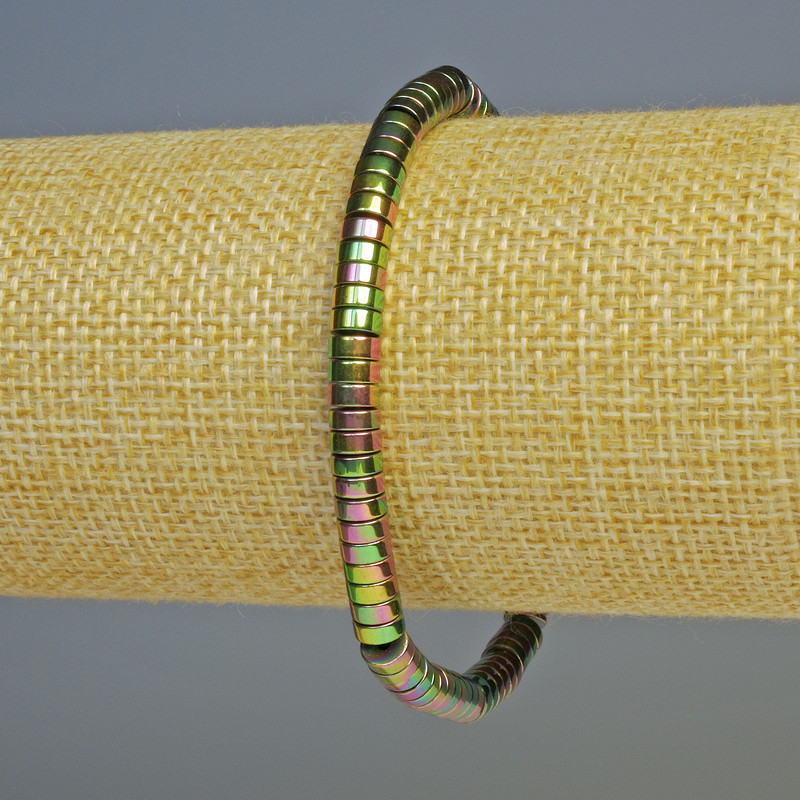 Hematite Bead Bracelet, Rondelle, Multi-Color, diameter 5x2mm, length 18cm, stretch