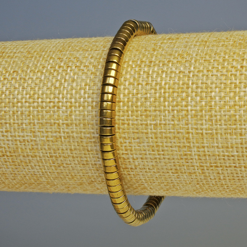 Hematite Rondelle Bracelet Color: Dark Gold, 5x2 mm ±, 18 cm ± Stretch
