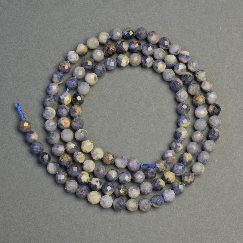 Sodalite Beads, Faceted Round 3.5 mm, Thread Length 39 cm