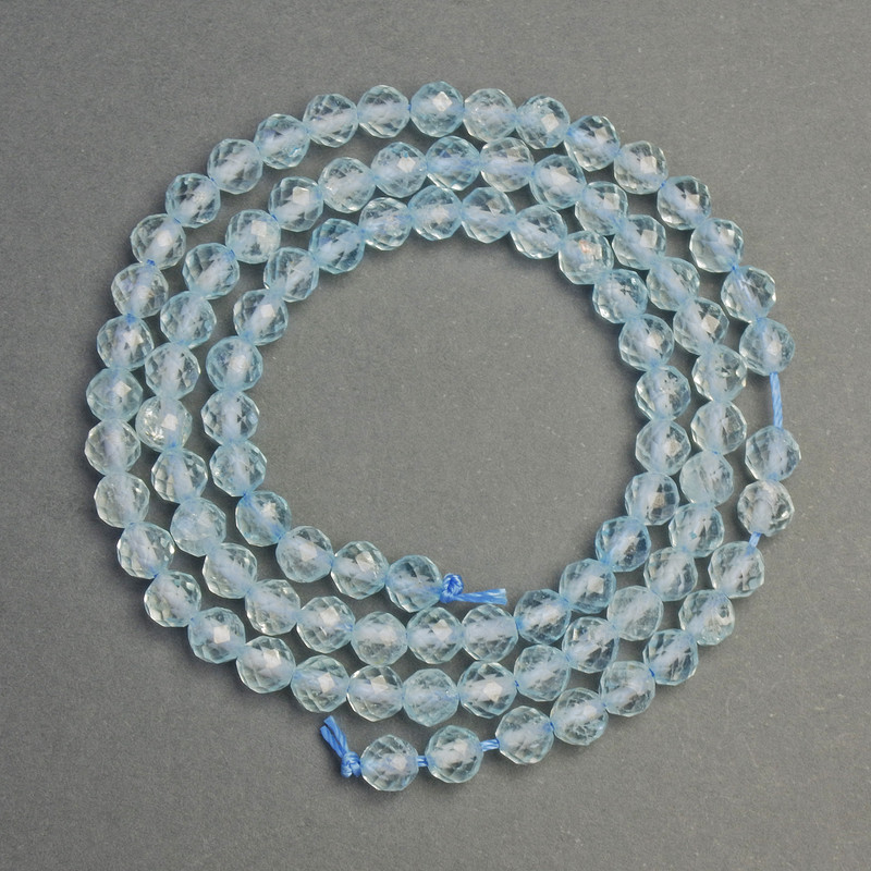 Topaz natural stone beads faceted round bead, diameter 5mm±, length 38cm±