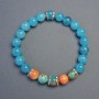 Aquamarine and Variscite Bracelet, Smooth 8mm Round Beads, 18cm ± Stretch Length