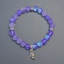 Opal glass bracelet smooth round beads purple matte chameleon, 8mm dia. + - with inlays, length 18cm+- stretch