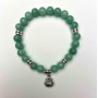 Jadeite Bead Bracelet, smooth round beads 8mm ± with inlays, length 18cm ± stretch