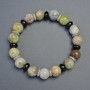 Bracelet Green Opal Smooth Beads, diameter 10mm±, Agate Rondelle, diameter 8x4mm± with inserts, length 18cm± stretch