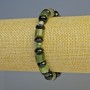 Jadeite Bead Bracelet with Faceted Jadeite, Seraphinite Cube, Agate Bead, 7.1 in (18 cm) Stretch