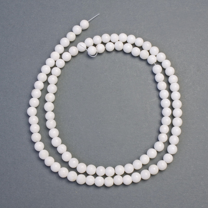 Agate Beads White (faceted) smooth sphere, diameter 4.5mm±, length 40cm± on fishing line