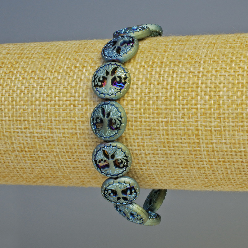 Hematite Bracelet “Tree” matte chameleon color, diameter 12.5×4.5 mm, length 18 cm, stretch
