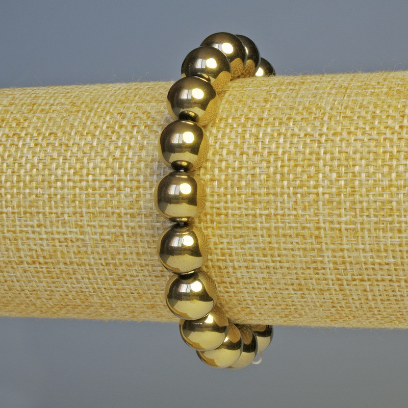 Hematite Bead Bracelet Bronze Color, 10mm ± Bead Diameter, Stretch Length 18cm ±