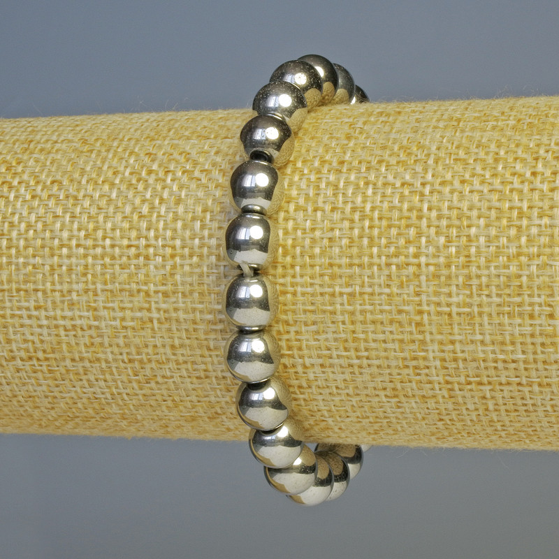 Bracelet Hematite bead color silver, diameter 8mm+-, length 18cm+- stretch
