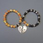 Set of Agate Bead Bracelets with Smooth 8mm Round Beads, 18cm (stretch) with metal inserts