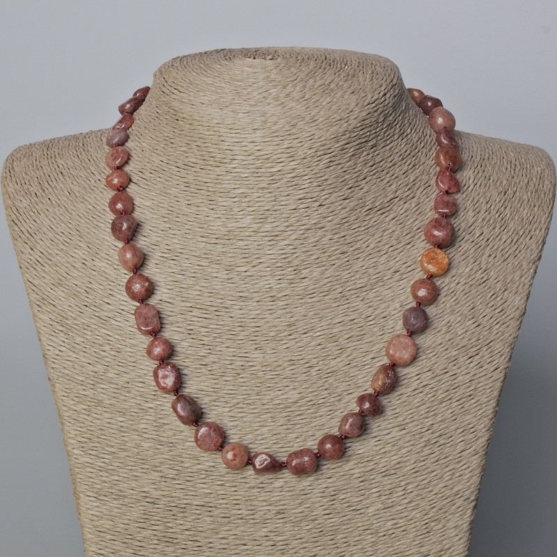 Strawberry Quartz Faceted Beads Necklace, 9×9-10×9 mm, length 49 cm
