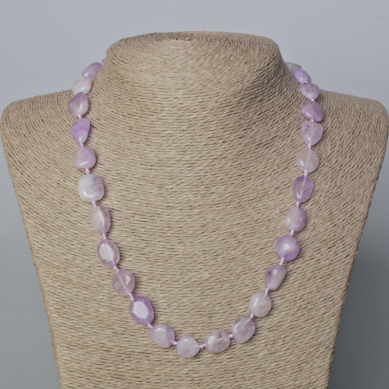 Kunzite Necklace, natural gemstone faceted beads, diameter 13x10mm, length 50cm