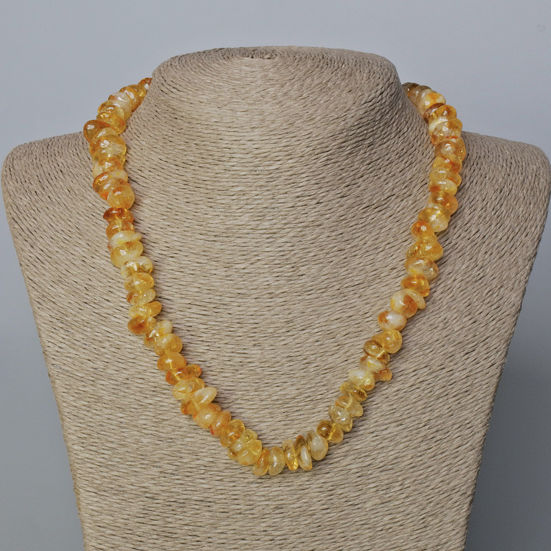 Citron Necklace, natural faceted teardrop beads, diameter 12x5mm±, length 49cm±