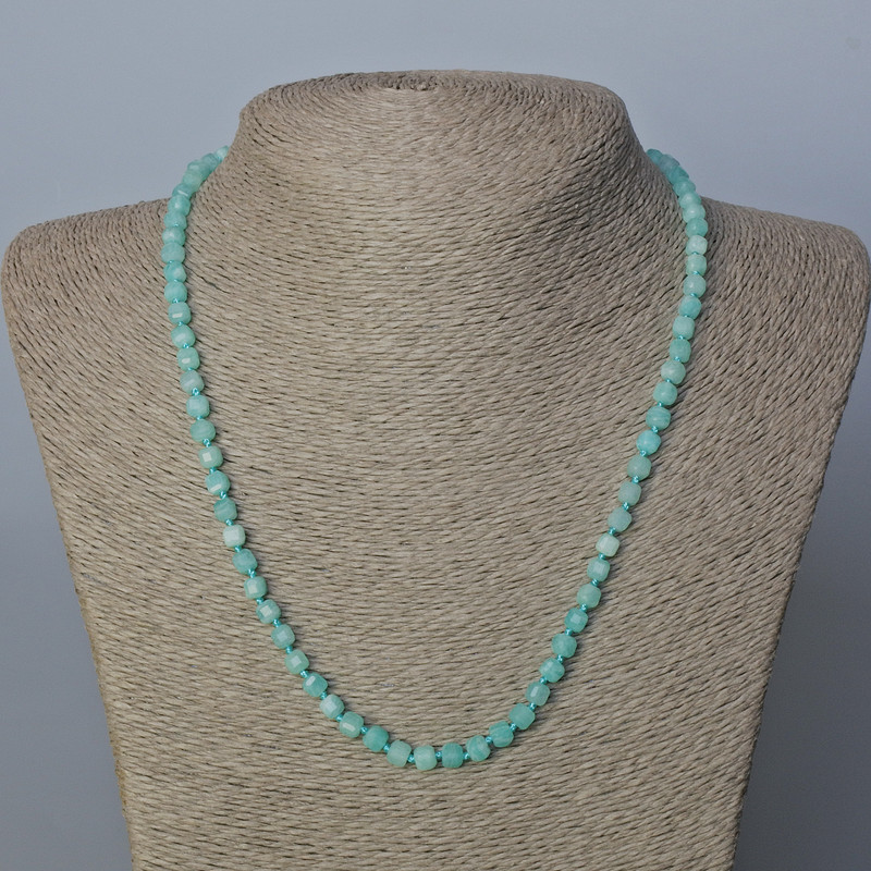 Amazonite Necklace natural gemstone faceted cube, diameter 4.5×4.5mm, length 52 cm