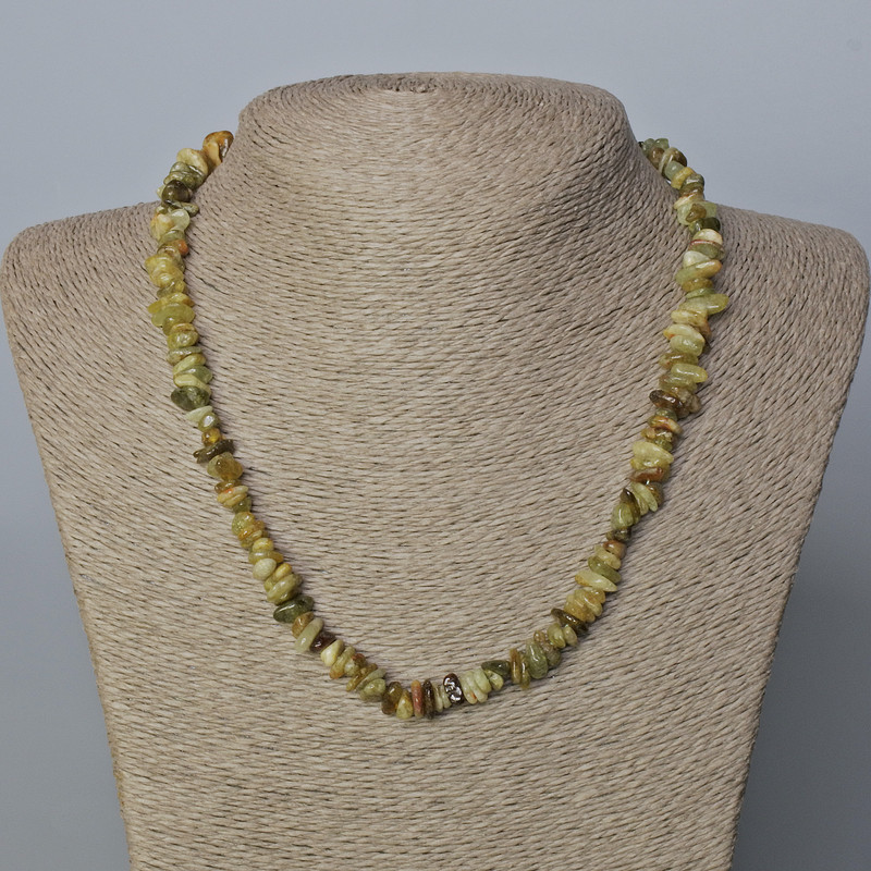 Grossular Necklace (Green Garnet) Natural Stone Chip, diameter 8×4 -10×3mm±, length 47cm±